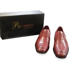Parrazo Mens 8 Burgundy Croc Loafer Dress Shoes Square Toe Slip On NIB Geico